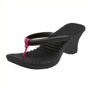 Crocs Cabana Black 3" Wedge Heels Sandals